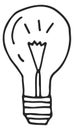 Light bulb icon. Electric lamp doodle symbol