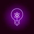 light bulb icon. Elements of science illustration in violet neon style icon. Signs and symbols can be used for web, logo, mobile