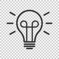 Light bulb icon in flat style. Lightbulb vector illustration on Royalty Free Stock Photo