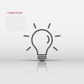 Light bulb icon in flat style. Lightbulb vector illustration on white isolated background. Lamp idea business concept Royalty Free Stock Photo