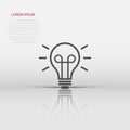 Light bulb icon in flat style. Lightbulb vector illustration on white isolated background. Lamp idea business concept Royalty Free Stock Photo