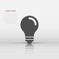 Light bulb icon in flat style. Lightbulb vector illustration on white isolated background. Lamp idea business concept Royalty Free Stock Photo