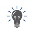 Light bulb icon with glowing rays, symbol of creativity, innovation, bright idea, solution, concept, and inspiration Royalty Free Stock Photo