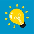 Light bulb icon, idea creative and inspiration symbol, clip art light bulb, round light bulb illustration isolated on light blue