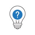 Light Bulb icon, Idea, solution, thinking icon with question mark. Light Bulb icon and help, how to, info, query symbol