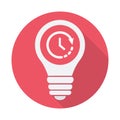 Light Bulb icon, Idea, solution, thinking icon with time sign. Light Bulb icon and countdown, deadline, schedule, planning symbol Royalty Free Stock Photo