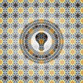 Light bulb icon inside arabesque style emblem. arabic decoration Royalty Free Stock Photo