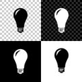 Light bulb icon isolated on black, white and transparent background. Energy and idea symbol. Lamp electric. Vector Royalty Free Stock Photo