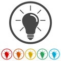 Light bulb icon, Lamp icon, 6 Colors Included