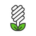 Light bulb icon and leaf filled outline Flat design Royalty Free Stock Photo