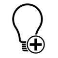 Light bulb icon, Lightbulb energy symbol Electric power vector illustration isolated on white background Black and white design Royalty Free Stock Photo