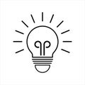 Light bulb icon. Line vector sign. Idea symbol, logo illustration. Vector graphics isolated on white background. Royalty Free Stock Photo