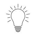 Light bulb icon with rays  idea and creativity symbol. Vector illustration. Royalty Free Stock Photo