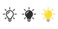 Light bulb icon with rays. Solution, idea icon symbol vector graphic