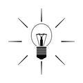 Light bulb icon with rays on white background. Day mode symbol for site. Toggle button. Outline vector icon. Isolated vector. Royalty Free Stock Photo