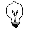 The light bulb icon. rectangular round shaped light bulb with an incandescent filament inside with a base with an inclined stripe