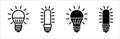 Light bulb icon set. Lamp icons. Idea light bulb symbol collection. Simple line and flat design style. Vector stock illustration Royalty Free Stock Photo