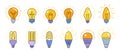 Light bulb icon set retro glass lamp ecology led line sign economy lightbulb symbol idea creativity Royalty Free Stock Photo