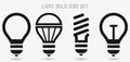 Light Bulb icon set vector, isolated on white background. Idea sign, solution, thinking concept Royalty Free Stock Photo