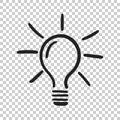 Light bulb icon sketch in vector. Hand drawn idea doodle sign. V