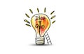 Light bulb icon with staircase vector illustration. Concept or creative thinking Royalty Free Stock Photo