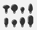 Light bulb icon vector. Llightbulb idea logo concept. Set lamps electricity icons web design element. Led lights isolated Royalty Free Stock Photo