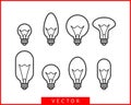 Light bulb icon vector. Llightbulb idea logo concept. Set lamps electricity icons web design element. Led lights isolated Royalty Free Stock Photo