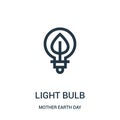 light bulb icon vector from mother earth day collection. Thin line light bulb outline icon vector illustration