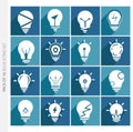 Light bulb icons collection with shadow in trendy flat style isolated on colorful background.