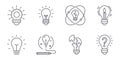 Light bulb icons. Editable stroke. Vector set of graphics elements. Technology idea inspiration symbol. Solution concept. Stock Royalty Free Stock Photo