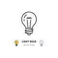 Light bulb icons, idea icon. Lightbulb thin line art icons