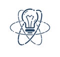 Light bulb idea with atom vector simple linear icon