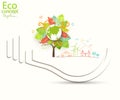 Light bulb idea, creative drawing ecological concepts, With happy family stories, The concept of ecology, to save the planet Royalty Free Stock Photo