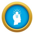 Light bulb idea icon blue vector isolated Royalty Free Stock Photo