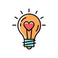 Light Bulb idea Love Icon. Feelings Vector illustration, Thin line art design