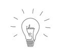 Light bulb with idea in one continuous line drawing. Brainstorm symbol and creative mind concept in simple linear style Royalty Free Stock Photo