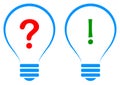 Light bulb idea solution concept with question and answer sign