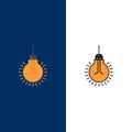 Light, Bulb, Idea, Tips, Suggestion  Icons. Flat and Line Filled Icon Set Vector Blue Background Royalty Free Stock Photo