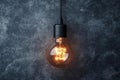 Light Bulb Illuminates Against Dark Background Creates A Warm, Glowing Ambience Royalty Free Stock Photo