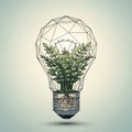 Light bulb illustration with a transparent structure encasing a Royalty Free Stock Photo