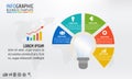 Light bulb infographic template for business idea concepts with 5 steps. Vector illustration. Royalty Free Stock Photo