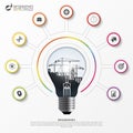 Light bulb infographic. Template for circle diagram. Vector Royalty Free Stock Photo