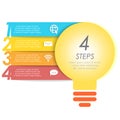 Light bulb infographic template. Idea lamp concept with 4 step for graph, presentation. Royalty Free Stock Photo