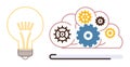 Light Bulb and Gears Representing Innovation and System Optimization in Cloud Framework Royalty Free Stock Photo