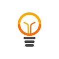 Light bulb isolated vector logo. Orange lamp logotype on white background