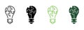 Light Bulb with Jigsaw Puzzle Idea Line and Silhouette Icon Color Set. Innovation, Inspiration, Think. Lightbulb and