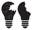 Light Bulb - Killing, Smashing, Shattering, Breaking, destroying, Stealing good idea concept. Vector icon Royalty Free Stock Photo