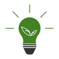 Light bulb with leaf green icon. Eco energy symbol. Sign ecology lamp vector