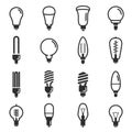 Light bulb and led lamp icon set Royalty Free Stock Photo