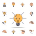 light bulb and lighting fild color icon. Detailed set of color idea icons. Premium graphic design. One of the collection icons for Royalty Free Stock Photo